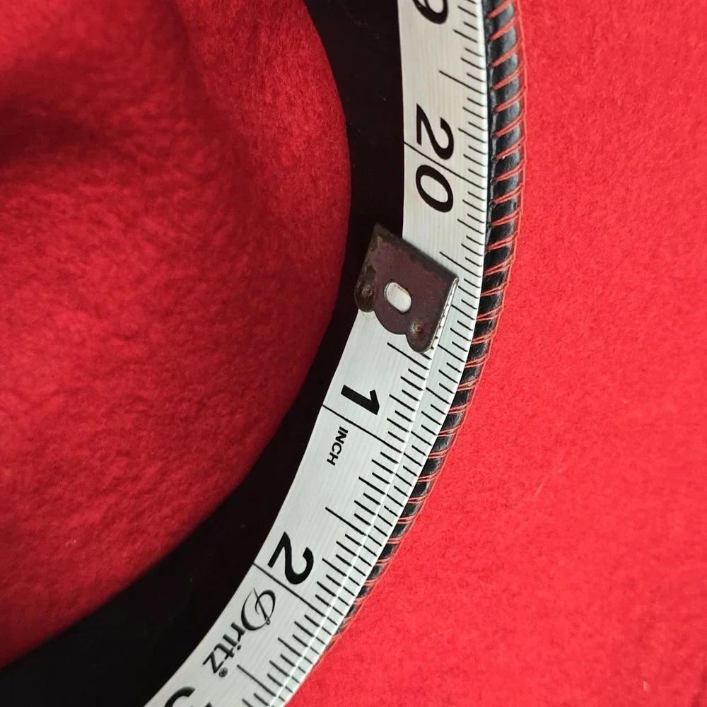 Vintage LHC Brands Red Wool Fedora Hat Medium‎ USA Made w/ Butterfly Accent